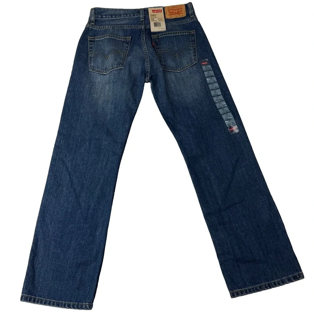 NWT Levi's 505 Regular Fit Straight Jeans Blue Denim Medium Wash Classic 28x28